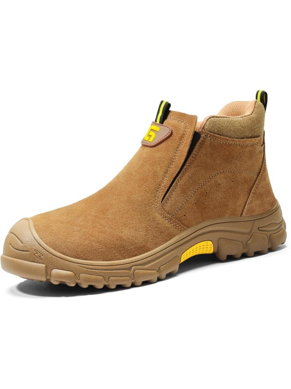 Men's Brown Fireproof Shoes Casual Steel Toe Mid Top Slip On Jobsite Work Boots